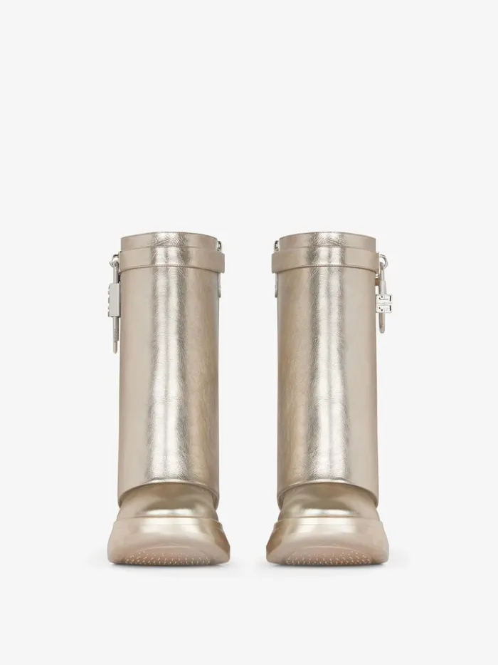 Women Shark Lock Givenchy Shark Lock Biker Ankle Boots In Leather Dusty Golden