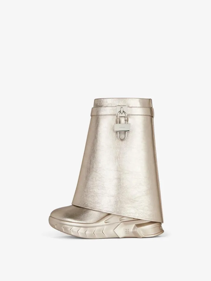 Women Shark Lock Givenchy Shark Lock Biker Ankle Boots In Leather Dusty Golden