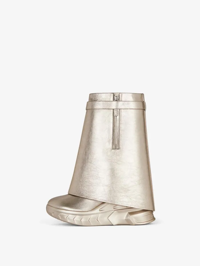 Women Shark Lock Givenchy Shark Lock Biker Ankle Boots In Leather Dusty Golden