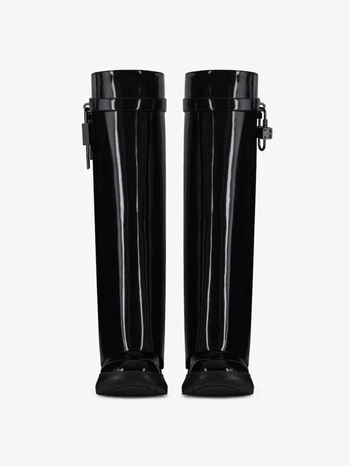Women Shark Lock Givenchy Shark Lock Biker Boots In Patent Leather Black Women Shark Lock Givenchy Shark Lock Biker Boots In Patent Leather Black