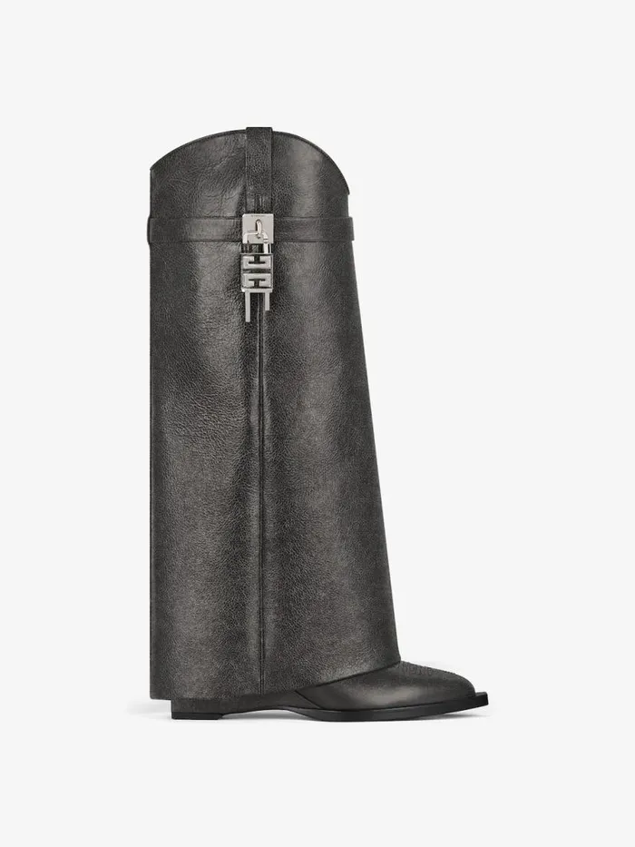 Women Shark Lock Givenchy Shark Lock Cowboy Boots In Aged Leather Black
