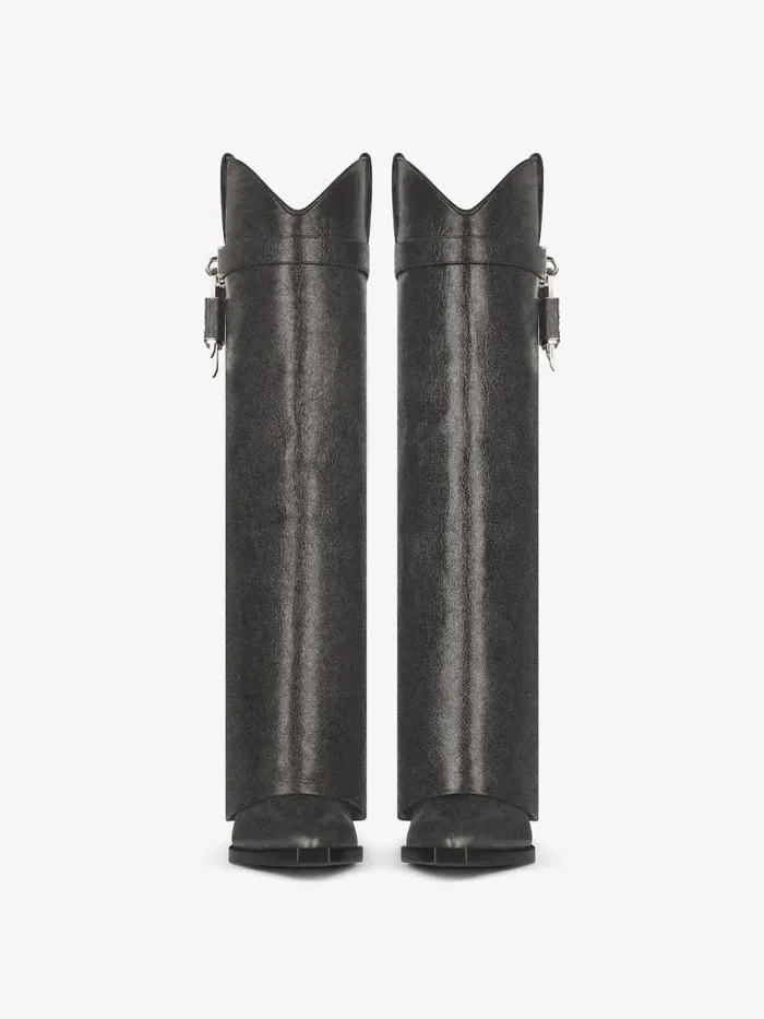 Women Shark Lock Givenchy Shark Lock Cowboy Boots In Aged Leather Black Women Shark Lock Givenchy Shark Lock Cowboy Boots In Aged Leather Black