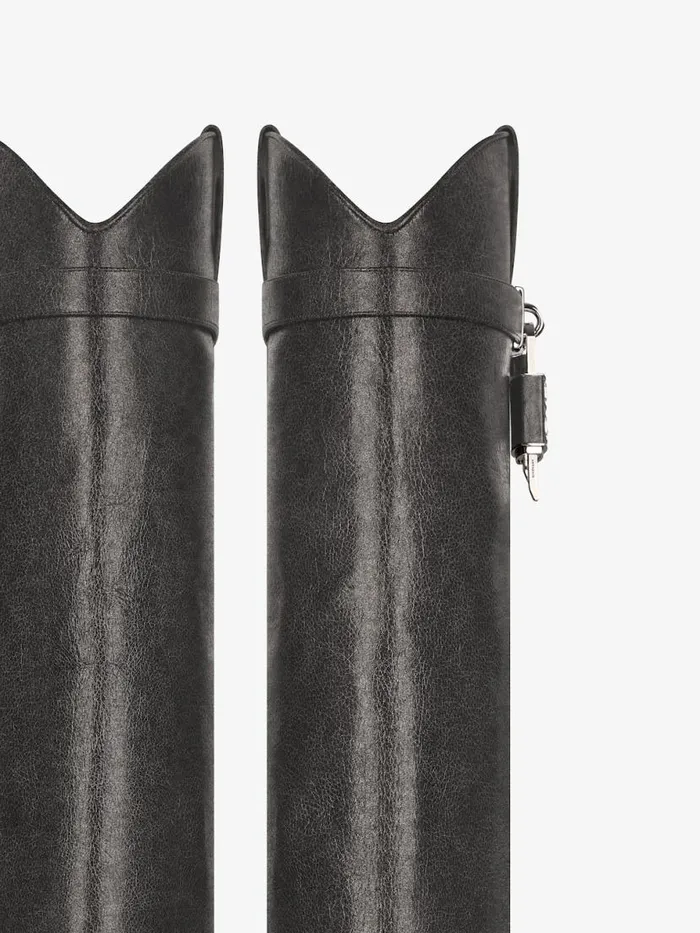 Women Shark Lock Givenchy Shark Lock Cowboy Boots In Aged Leather Black Women Shark Lock Givenchy Shark Lock Cowboy Boots In Aged Leather Black