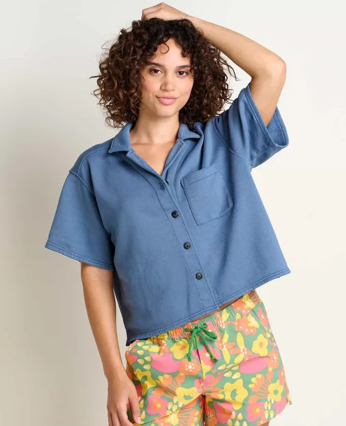 Women Shirts and Tops Toad and Co Hemp Daybreaker Short Sleeve Shirt Pacific Blue