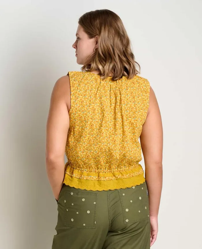 Women Shirts and Tops Toad and Co Manzana Ruffle Tank Pollen Small Floral Print