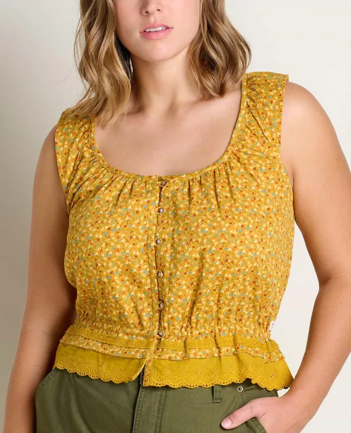 Women Shirts and Tops Toad and Co Manzana Ruffle Tank Pollen Small Floral Print