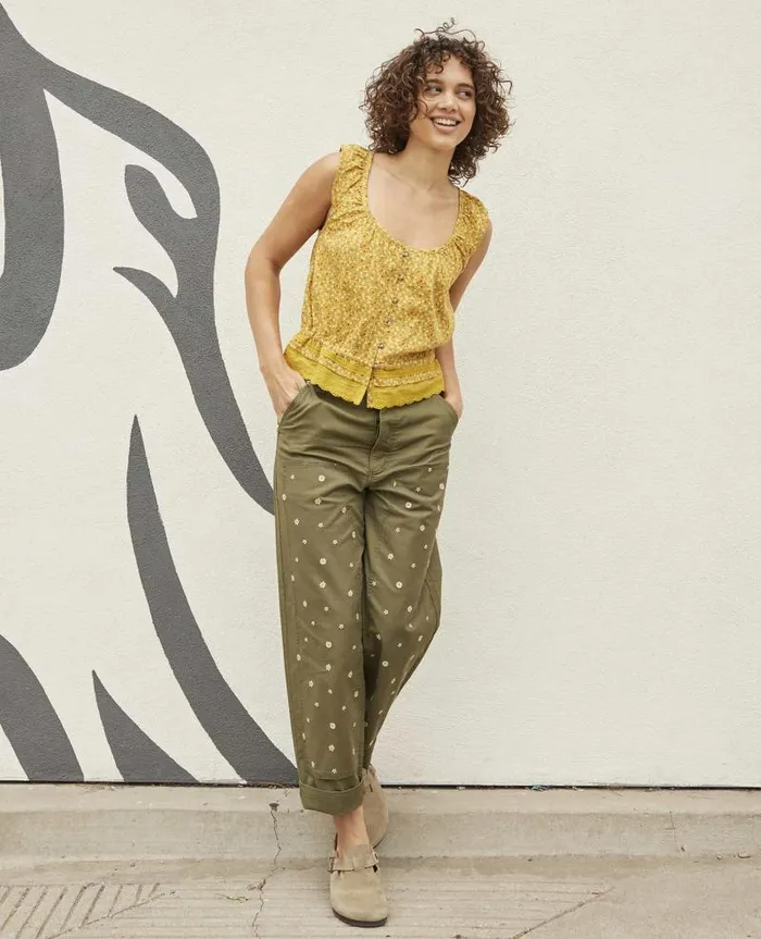 Women Shirts and Tops Toad and Co Manzana Ruffle Tank Pollen Small Floral Print