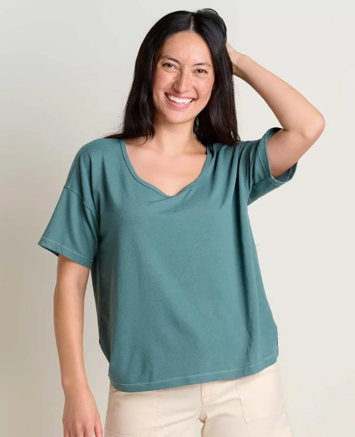 Women Shirts and Tops Toad and Co Piru Short Sleeve Easy Tee Silver Pine