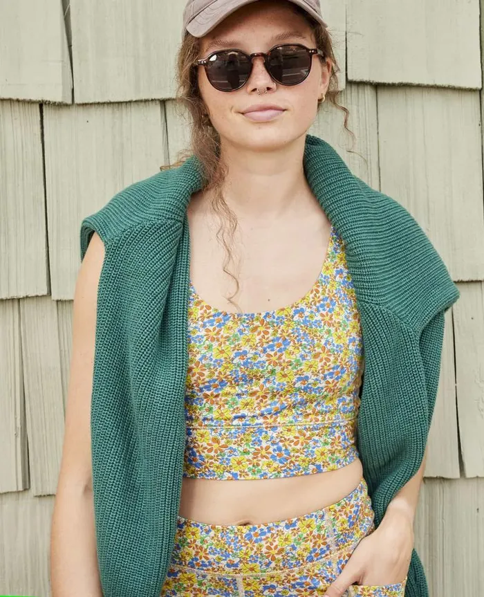 Women Shirts and Tops Toad and Co Terrane Longline Bralette Chicory Floral Print
