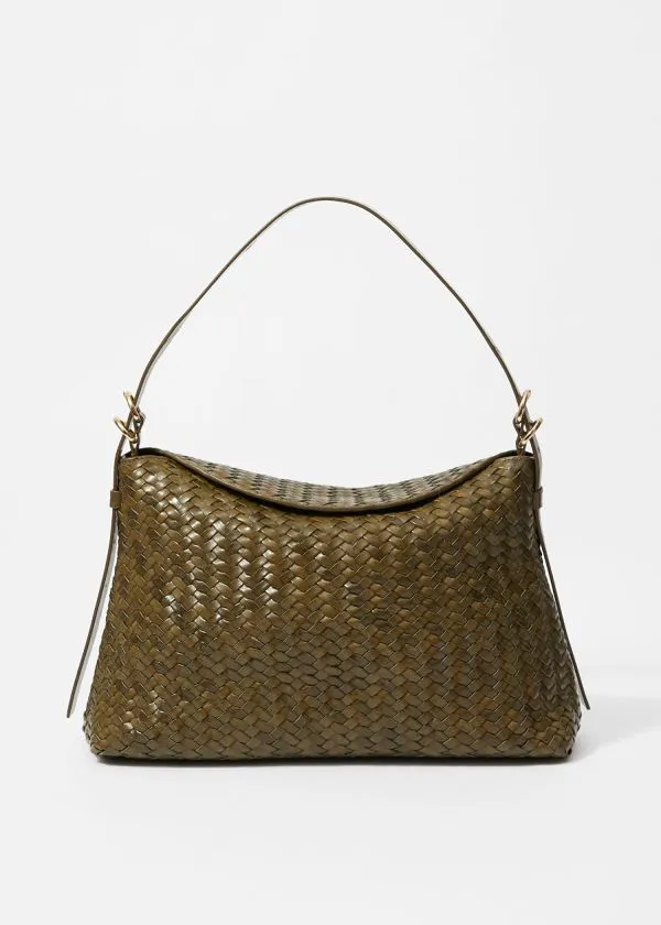 Women Shoulder Bags and Other Stories Large Braided Shoulder Bag Khaki Green