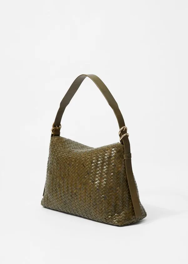 Women Shoulder Bags and Other Stories Large Braided Shoulder Bag Khaki Green