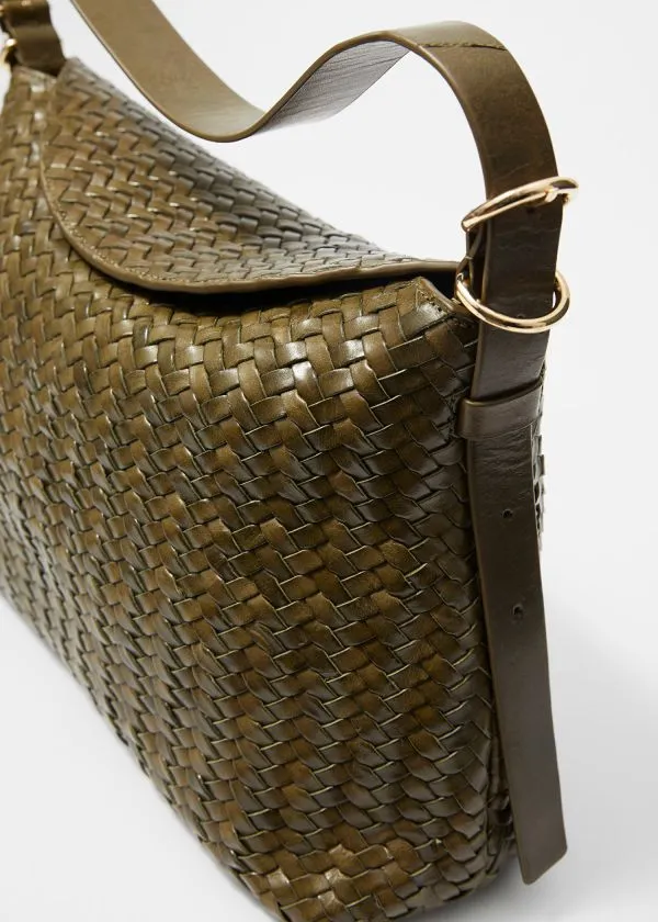 Women Shoulder Bags and Other Stories Large Braided Shoulder Bag Khaki Green