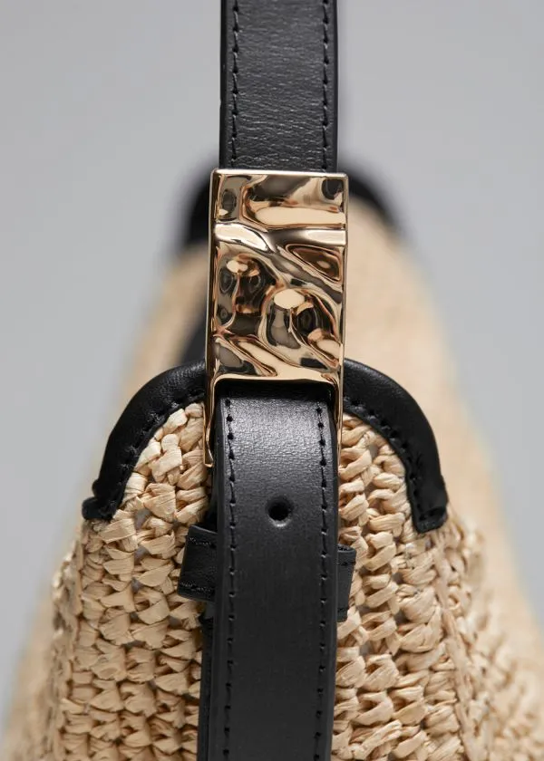 Women Shoulder Bags and Other Stories LeatherTrimmed Straw Shoulder Bag Beige