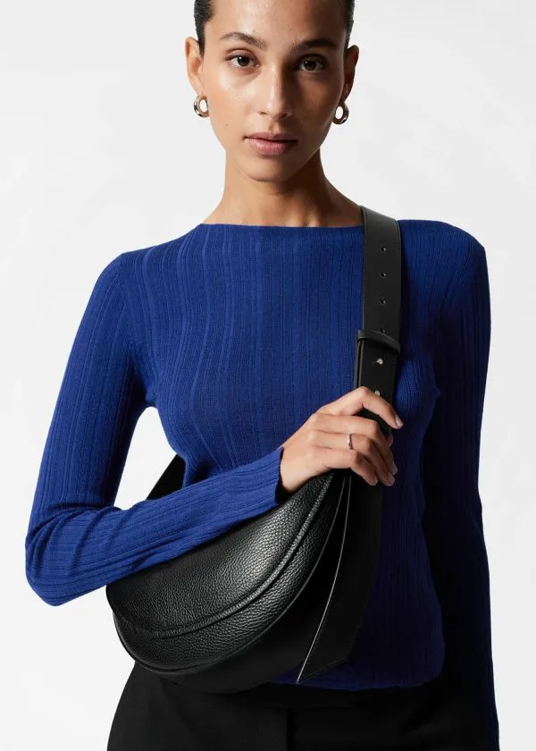 Women Shoulder Bags and Other Stories Paneled Leather Bag Black