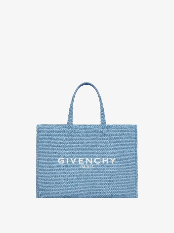 Women Shoulder Bags Givenchy Medium GTote Bag In Raffia Denim Blue