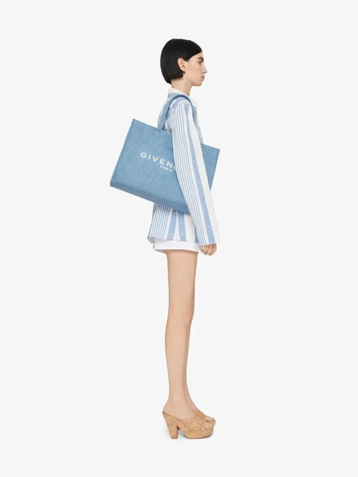Women Shoulder Bags Givenchy Medium GTote Bag In Raffia Denim Blue