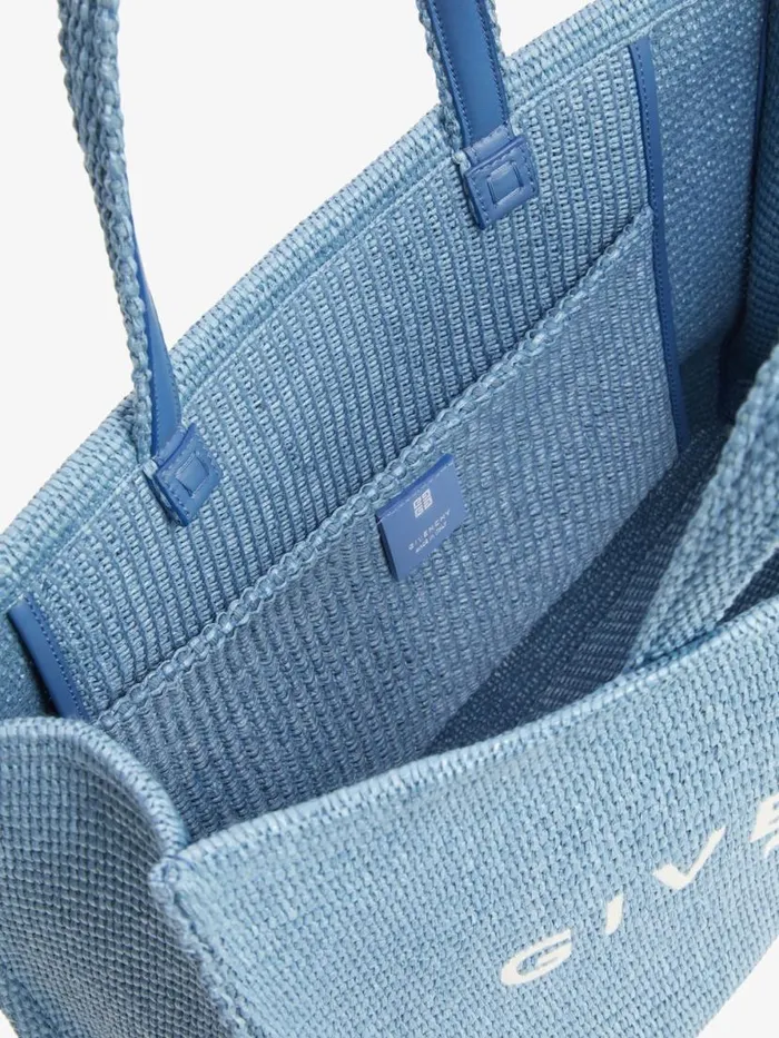 Women Shoulder Bags Givenchy Medium GTote Bag In Raffia Denim Blue
