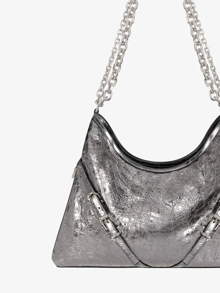 Women Shoulder Bags Givenchy Medium Voyou Chain Bag In Laminated Leather Silvery Grey Women Shoulder Bags Givenchy Medium Voyou Chain Bag In Laminated Leather Silvery Grey