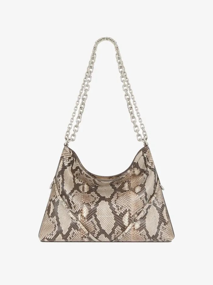 Women Shoulder Bags Givenchy Medium Voyou Chain Bag In Python Greynatural