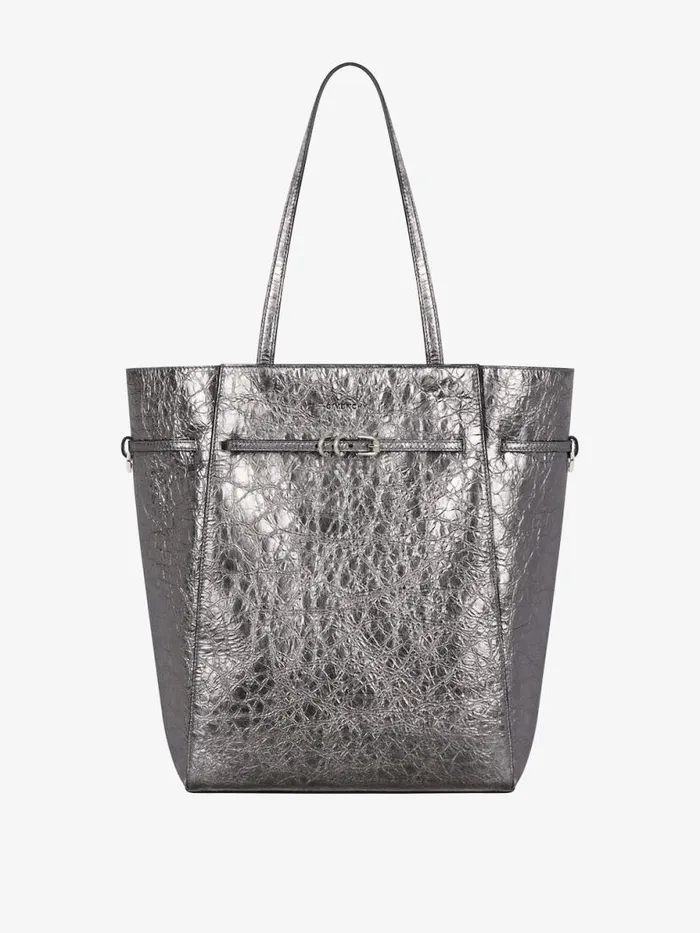 Women Shoulder Bags Givenchy Medium Voyou Tote Bag In Laminated Leather Silvery Grey Women Shoulder Bags Givenchy Medium Voyou Tote Bag In Laminated Leather Silvery Grey