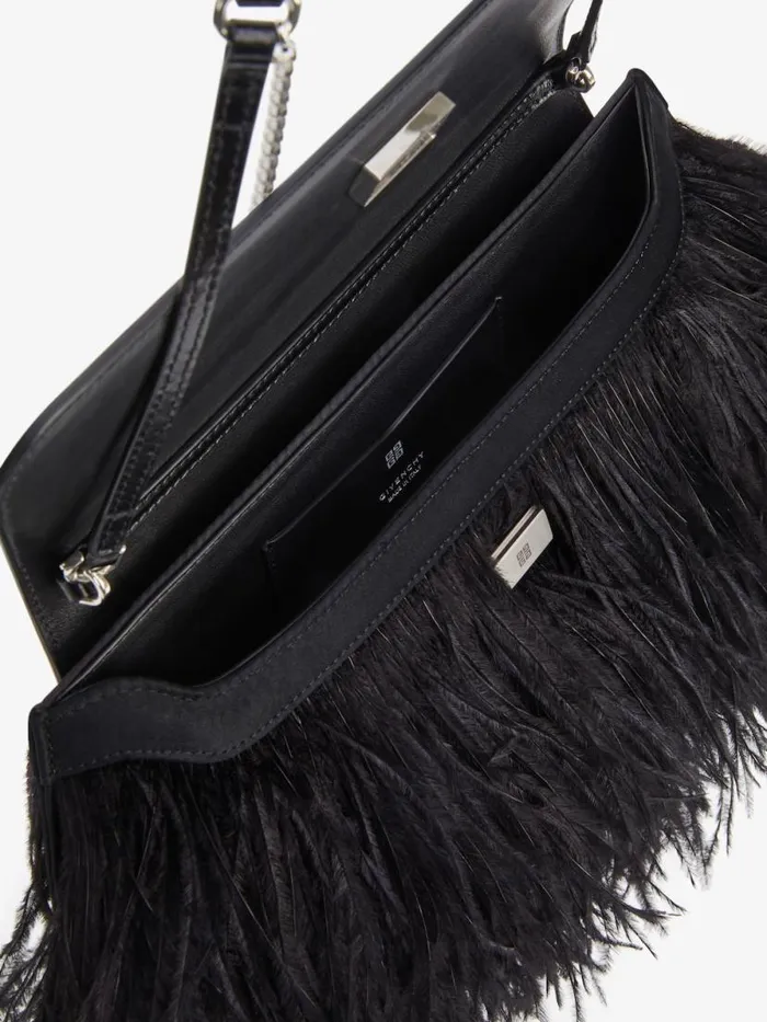 Women Shoulder Bags Givenchy Voyou Clutch Bag In Leather And Feathers Black Women Shoulder Bags Givenchy Voyou Clutch Bag In Leather And Feathers Black