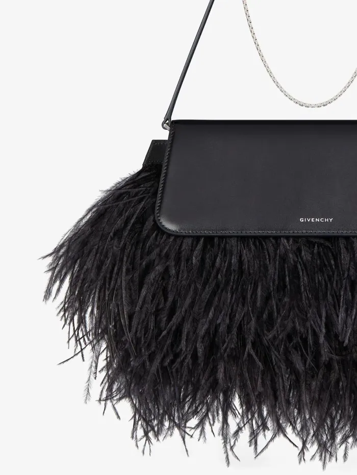 Women Shoulder Bags Givenchy Voyou Clutch Bag In Leather And Feathers Black Women Shoulder Bags Givenchy Voyou Clutch Bag In Leather And Feathers Black