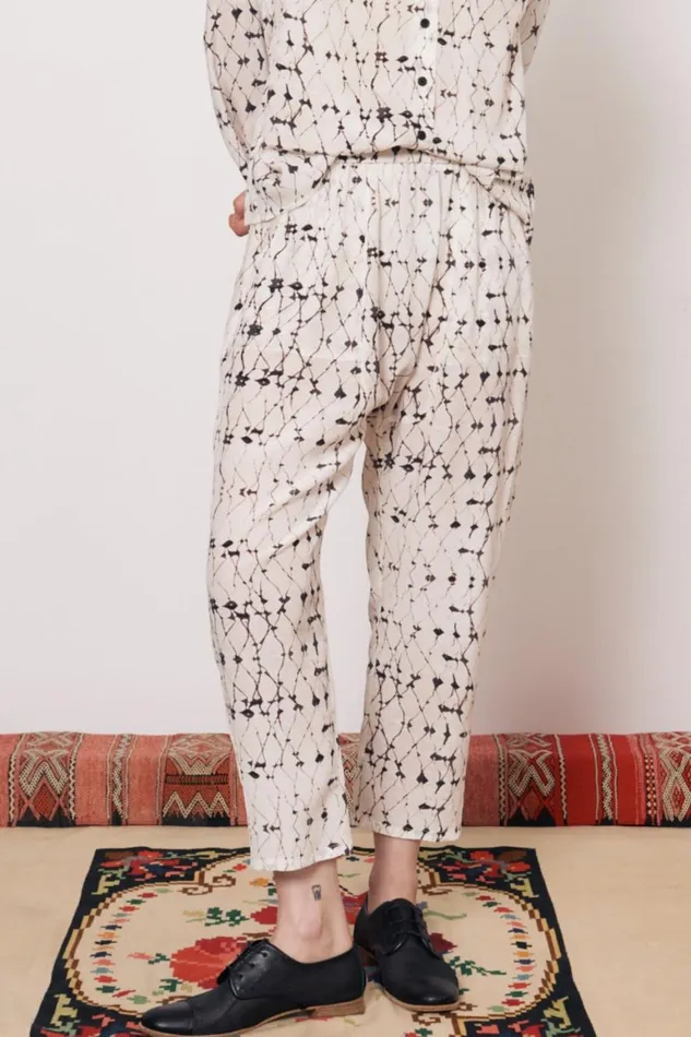 Women Silk Georgette Diamond Cream Fez Pant Raquel Allegra Bottoms