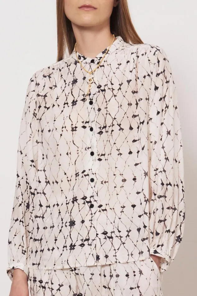 Women Silk Georgette Diamond Cream Vanessa Blouse Raquel Allegra Tops