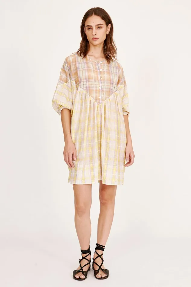 Women Silk Voile Sun Plaid PCH Dress Raquel Allegra Dresses