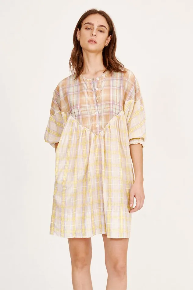 Women Silk Voile Sun Plaid PCH Dress Raquel Allegra Dresses