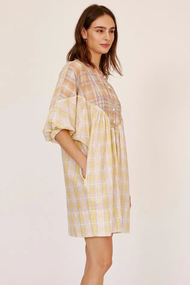 Women Silk Voile Sun Plaid PCH Dress Raquel Allegra Dresses