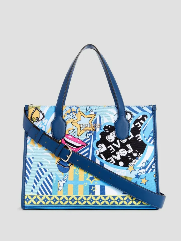 Women Silvana Pop Art Tote Rainbow Multi Combo Handbags GUESS