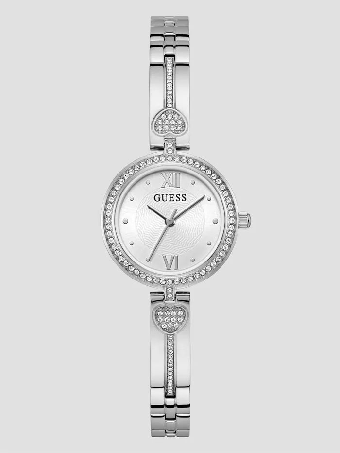 Women SilverTone Analog Watch Silver Watches GUESS