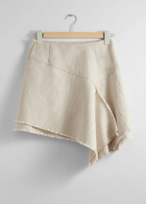 Women Skirts and Other Stories Layered Asymmetric Mini Skirt Beige
