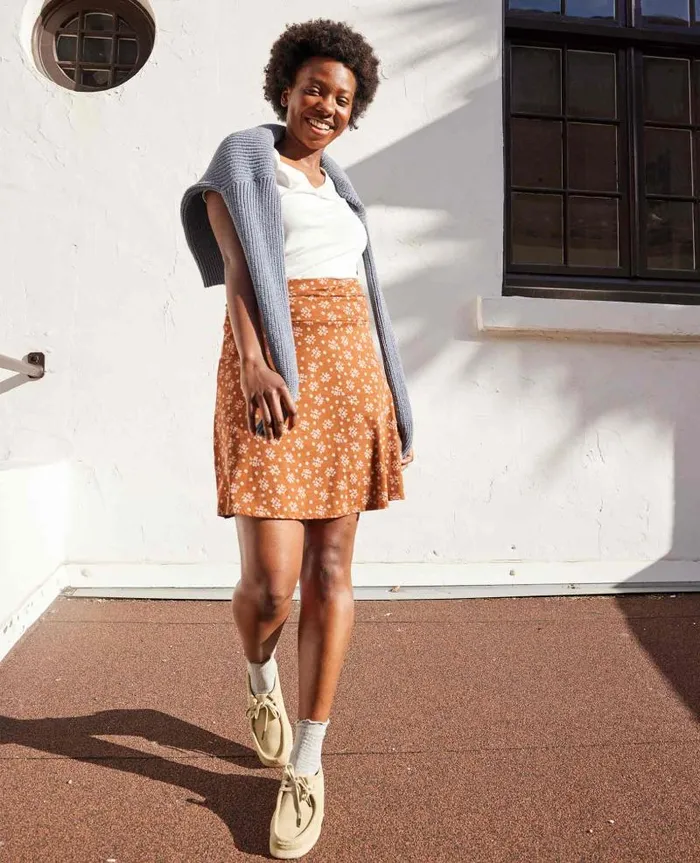 Women Skirts and Skorts Toad and Co Chaka Skirt Fawn Polka Dot Print