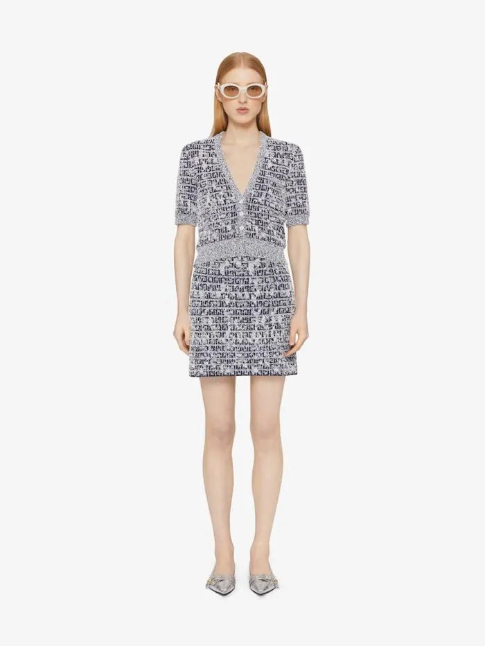 Women Skirts Givenchy Skirt In 4G Tweed With 4G Liquid Detail Navy