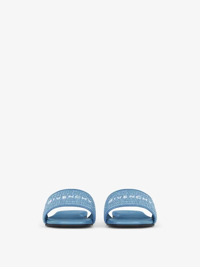 Women Slides and Sandals Givenchy 4G Flat Mules In Raffia Denim Blue Women Slides and Sandals Givenchy 4G Flat Mules In Raffia Denim Blue