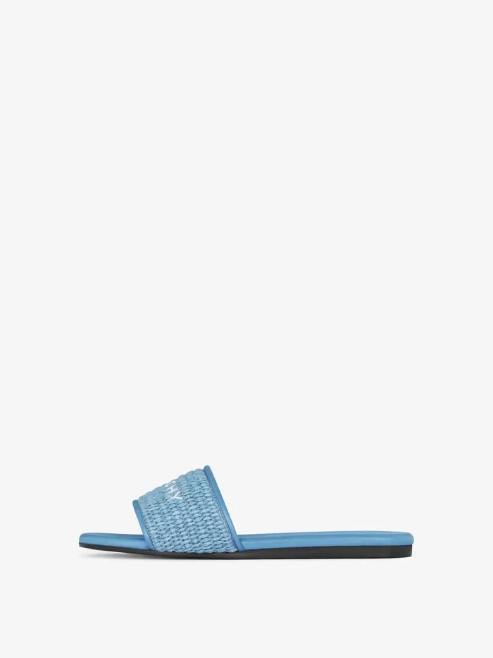 Women Slides and Sandals Givenchy 4G Flat Mules In Raffia Denim Blue Women Slides and Sandals Givenchy 4G Flat Mules In Raffia Denim Blue