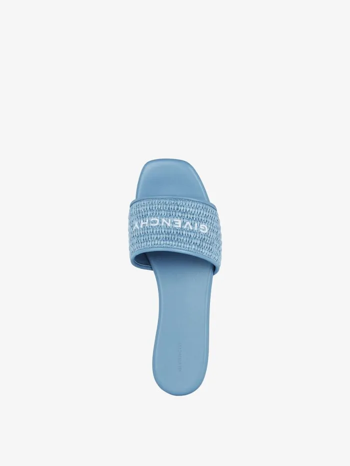 Women Slides and Sandals Givenchy 4G Flat Mules In Raffia Denim Blue Women Slides and Sandals Givenchy 4G Flat Mules In Raffia Denim Blue