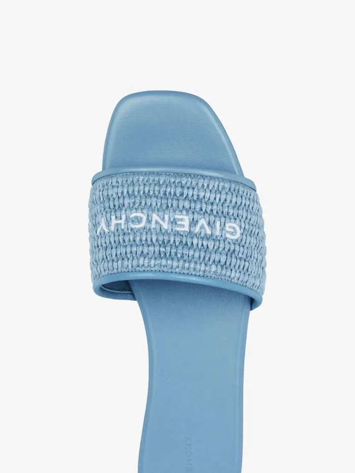 Women Slides and Sandals Givenchy 4G Flat Mules In Raffia Denim Blue Women Slides and Sandals Givenchy 4G Flat Mules In Raffia Denim Blue