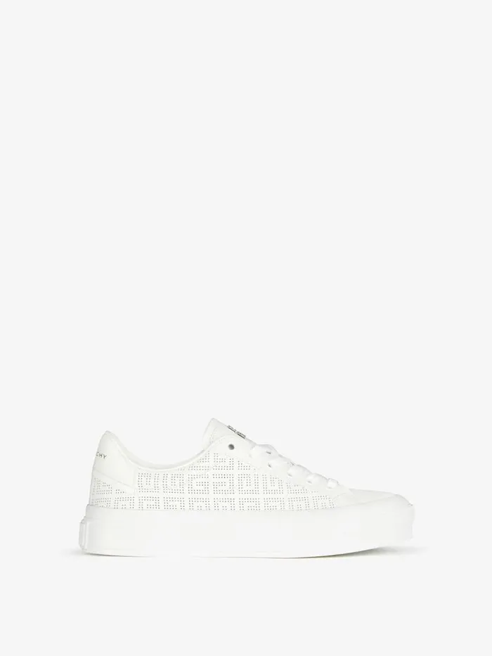 Women Sneakers Givenchy City Sport Sneakers In 4G Perforated Leather White