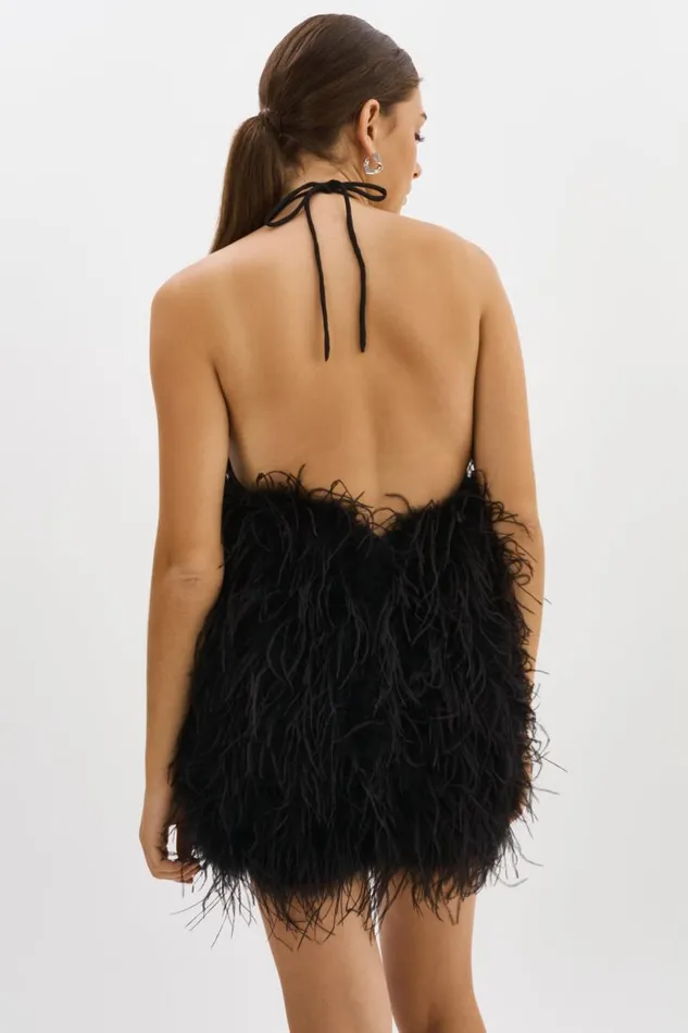 Women SOLVEIG Feather Dress Black LAMARQUE Dresses Women SOLVEIG Feather Dress Black LAMARQUE Dresses