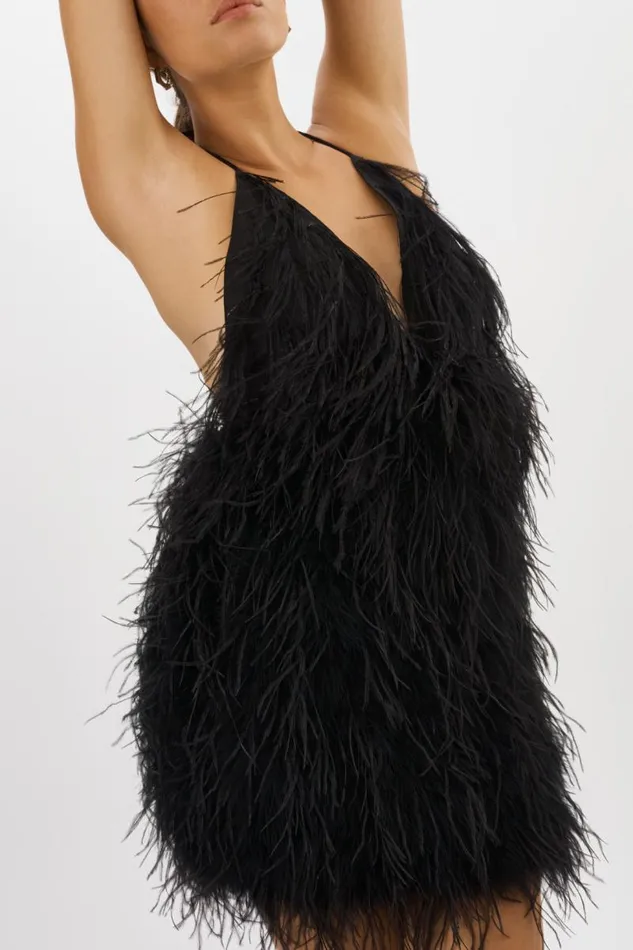 Women SOLVEIG Feather Dress Black LAMARQUE Dresses Women SOLVEIG Feather Dress Black LAMARQUE Dresses