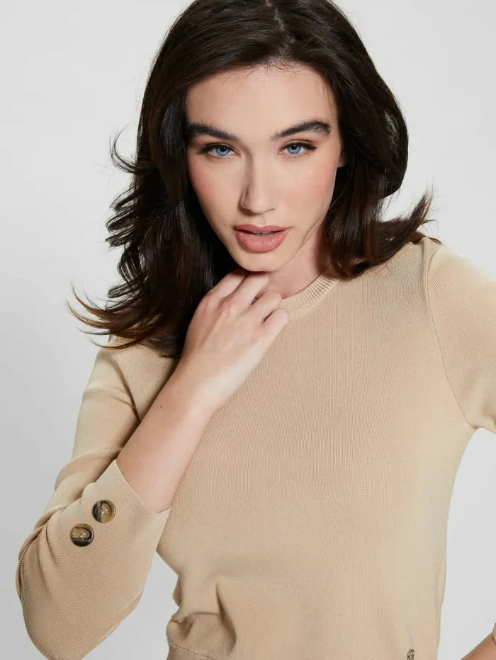 Women Sophie Sweater Top Foamy Taupe Sweaters and Knits GUESS