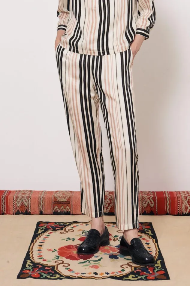 Women Sueded Tencel Savanna Ecru Fez Pant Raquel Allegra Bottoms