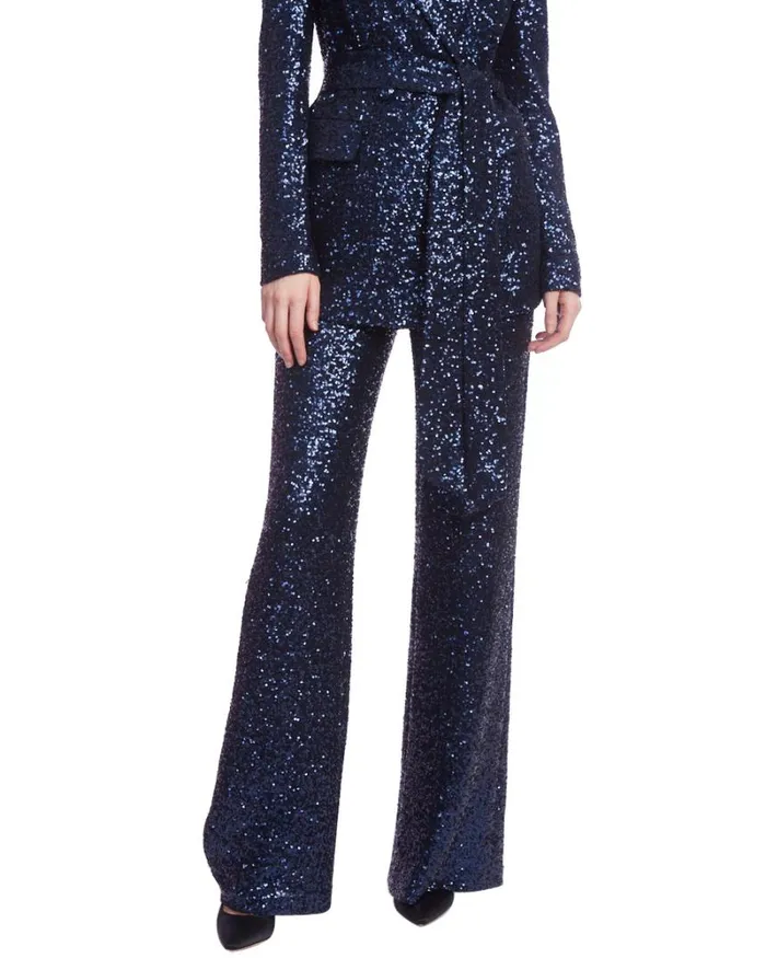 Women Suits Badgley Mischka WideLeg Sequin Pants Navy
