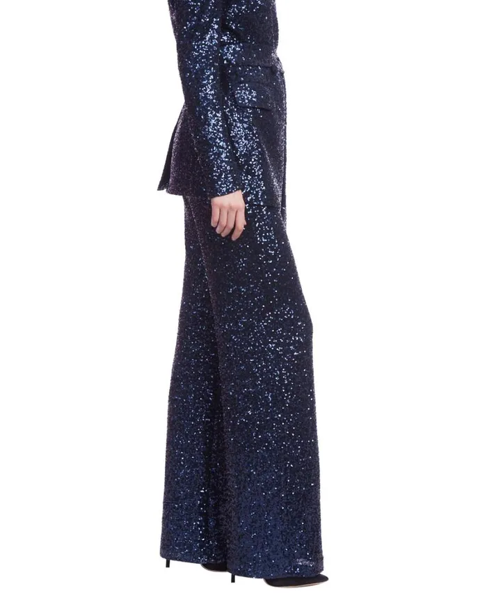 Women Suits Badgley Mischka WideLeg Sequin Pants Navy