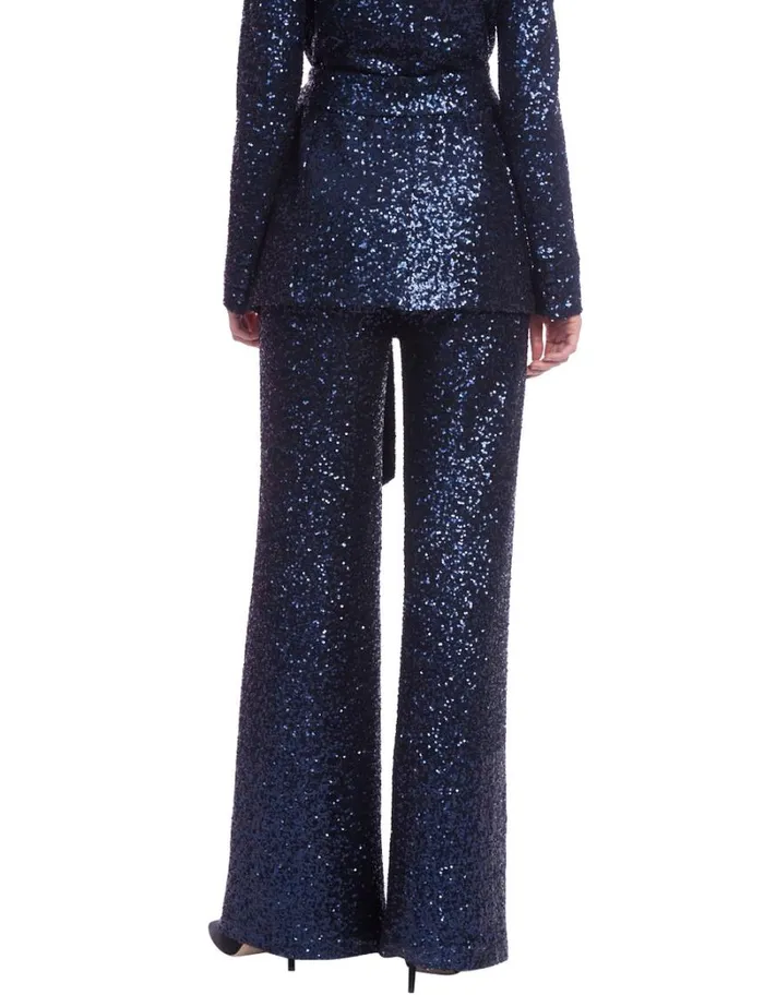 Women Suits Badgley Mischka WideLeg Sequin Pants Navy