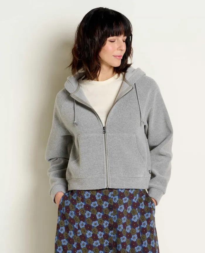 Women Sweaters Jackets and Layers Toad and Co Whitney Terry Zip Hoodie Light Heather Grey