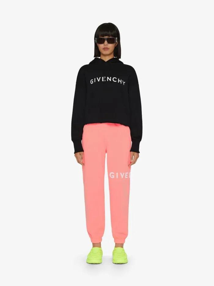 Women Sweatshirts and Hoodies Givenchy GIVENCHY Archetype Cropped Hoodie In Fleece Black Women Sweatshirts and Hoodies Givenchy GIVENCHY Archetype Cropped Hoodie In Fleece Black